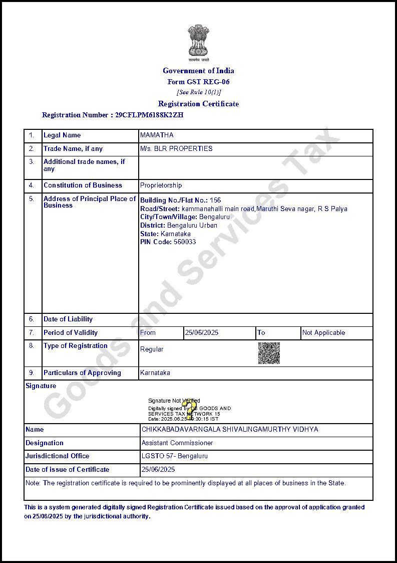 GST Registration Certificate